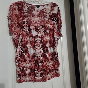 East 5th Red Floral Women's Blouse